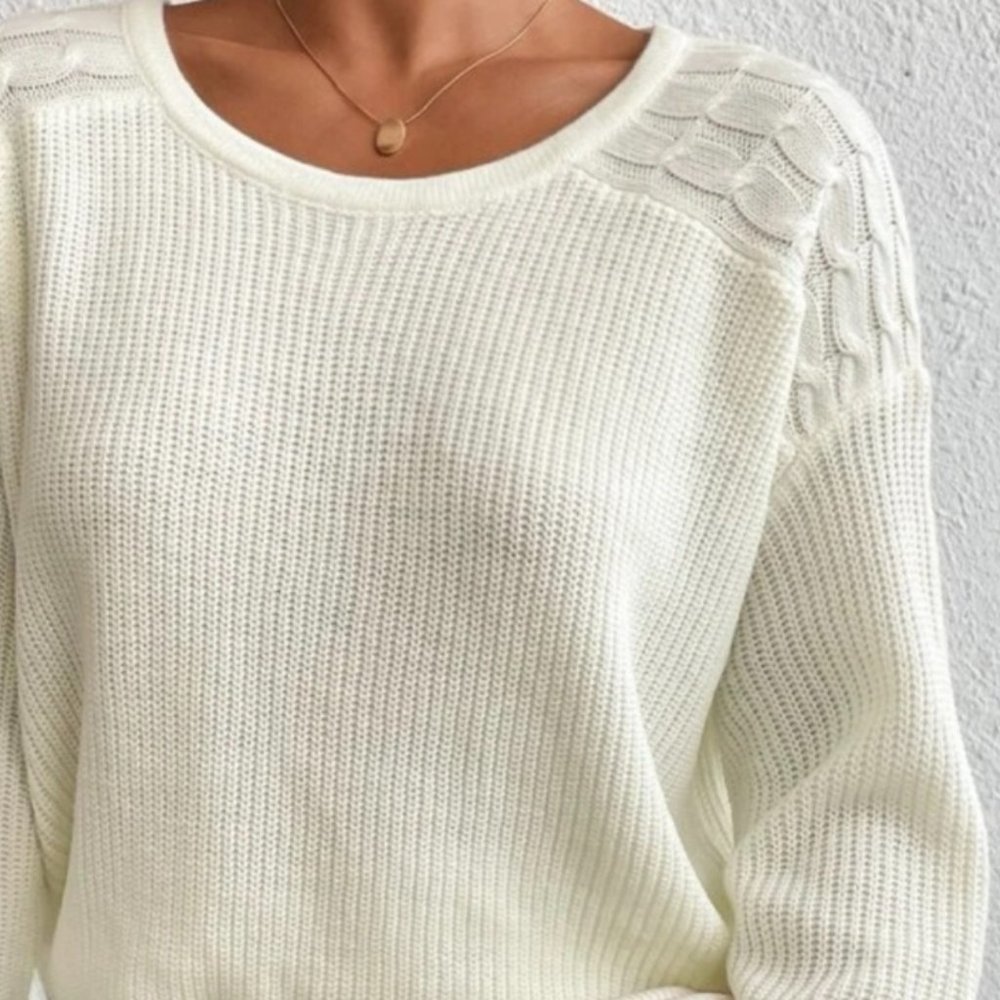 Stellar Designs White Ribbed Knit Sweater🍂💛 - Picture 3 of 9